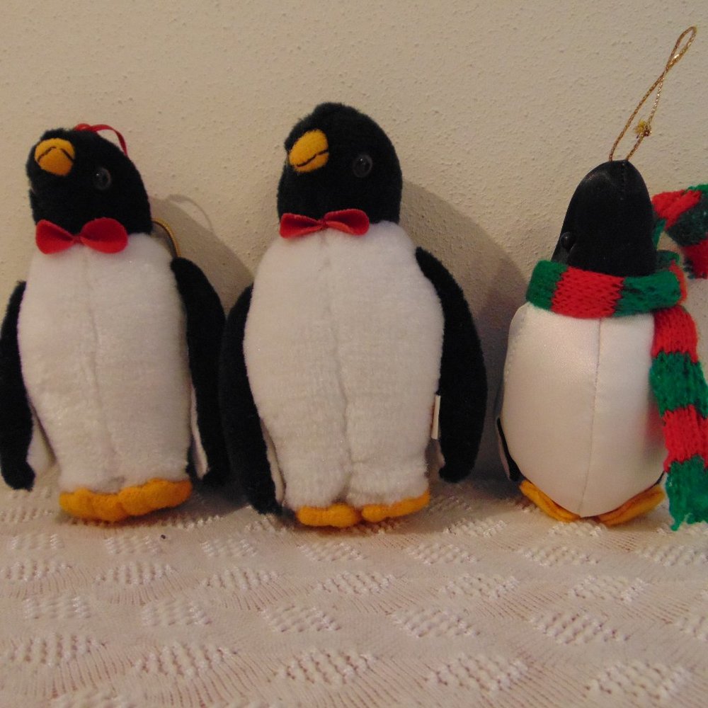 Vintage Mr. & Mrs. Penquin, Baby Penquin, Christmas Tree Ornaments